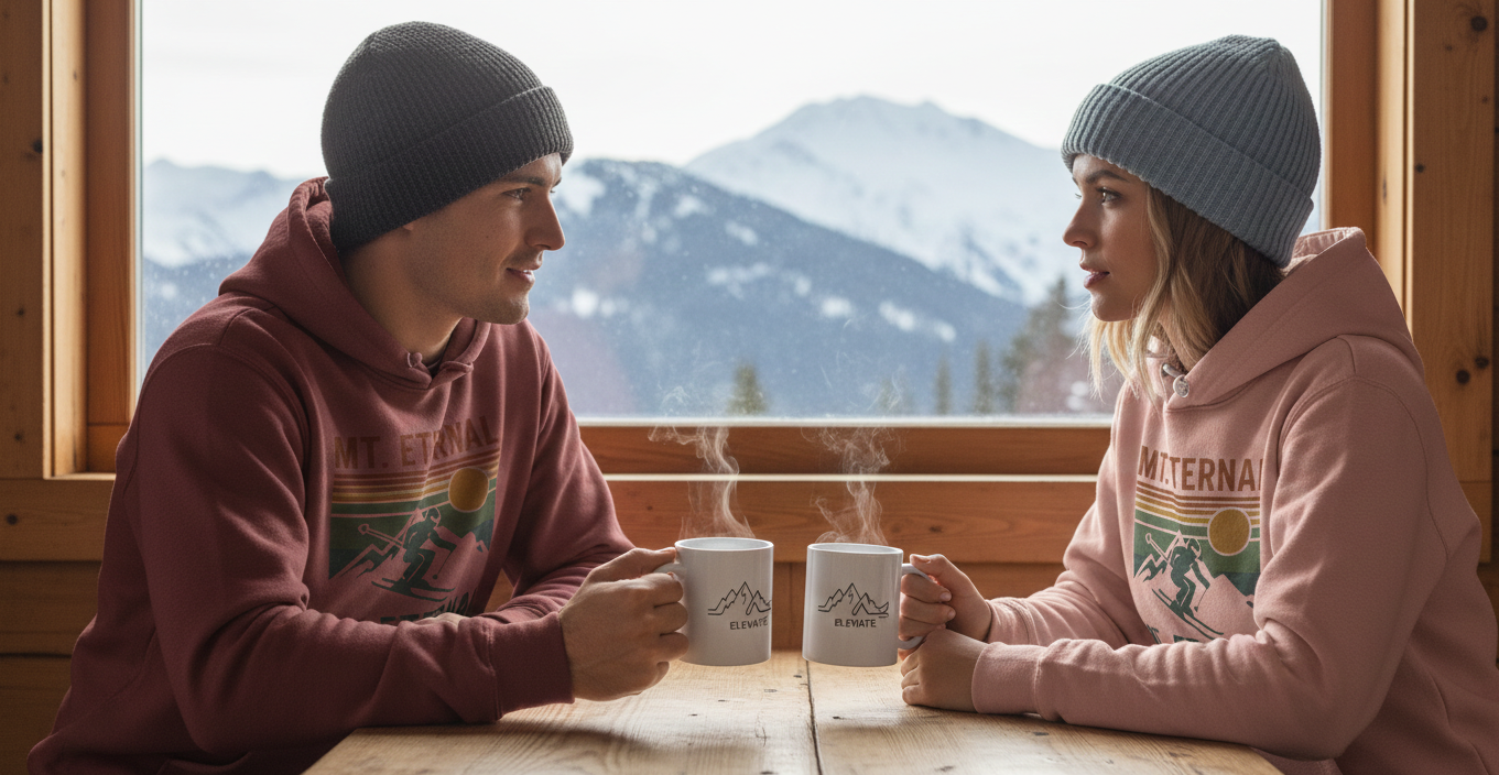 Elevate Alpine Ski Mountain White Glossy Mug