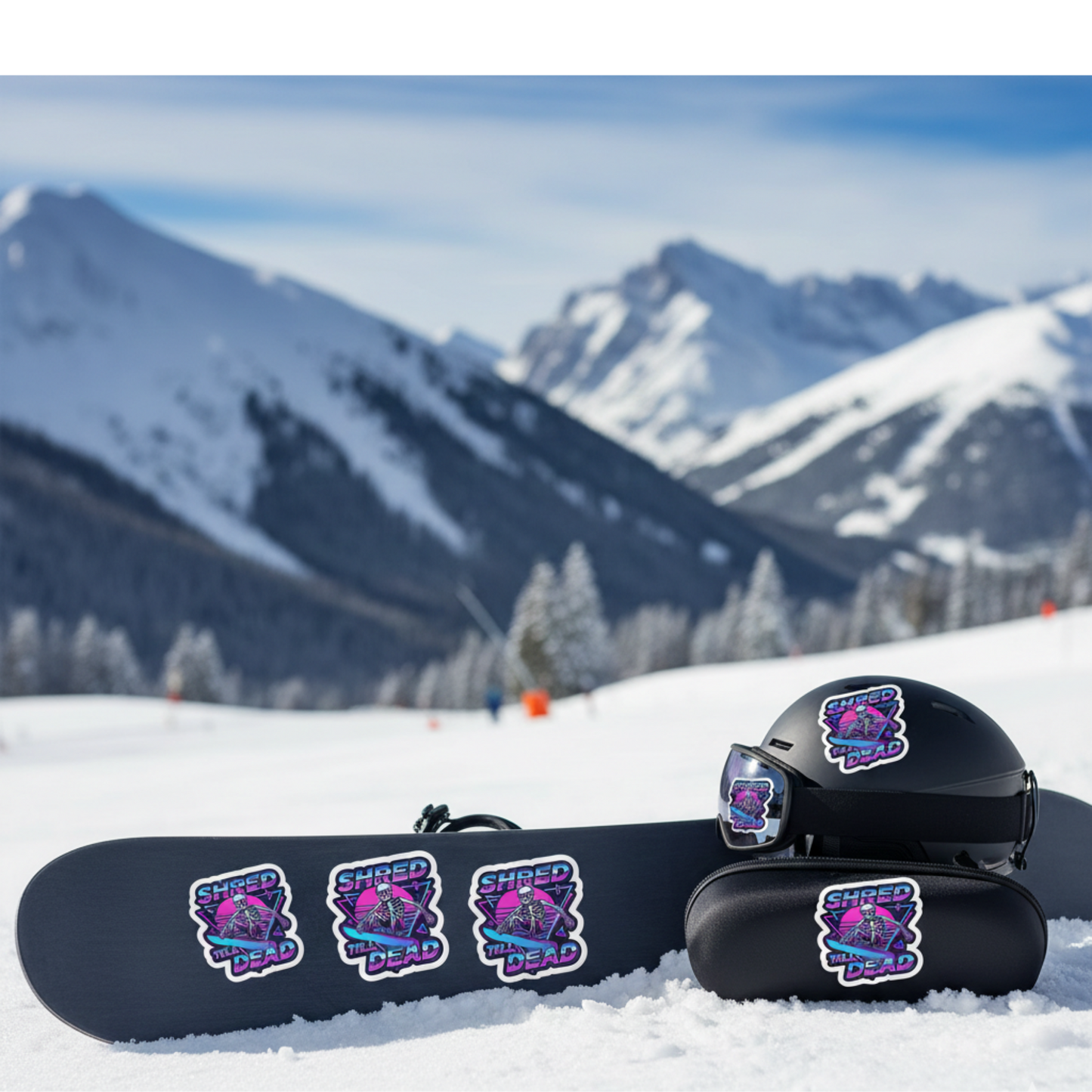 Shred Till Dead Skiing Sticker