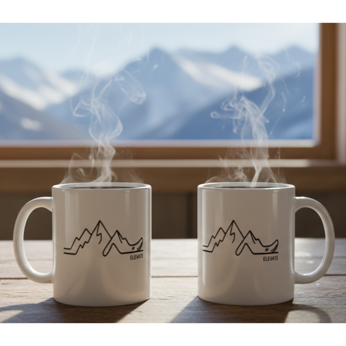 Elevate Alpine Ski Mountain White Glossy Mug